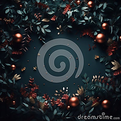 Festive scene Realistic Christmas tree, ornaments, stars, confetti, and gift Stock Photo