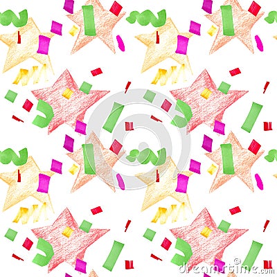 Festive seamless pattern with stains and confetti Stock Photo