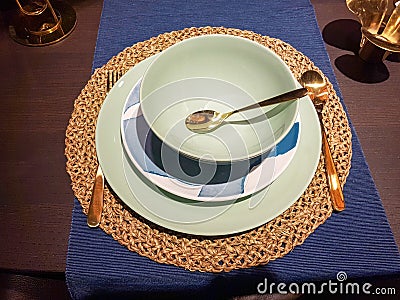 Festive season table settings Stock Photo