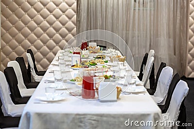 Festive served table in the restaurant Stock Photo