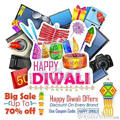 Festive Shopping Offer for Diwali holiday promotion and advertisment Vector Illustration