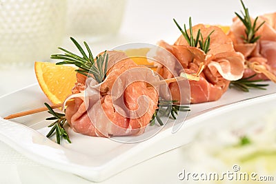 Festive snack - bacon bags Stock Photo