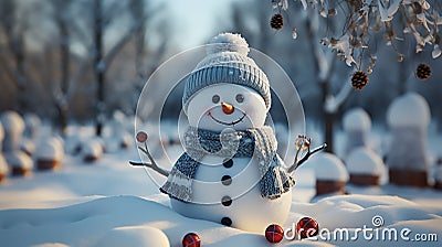 Festive Snowman Wishing Merry Christmas and Happy New Year Stock Photo