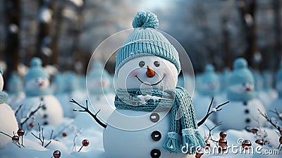 Festive Snowman Wishing Merry Christmas and Happy New Year Stock Photo