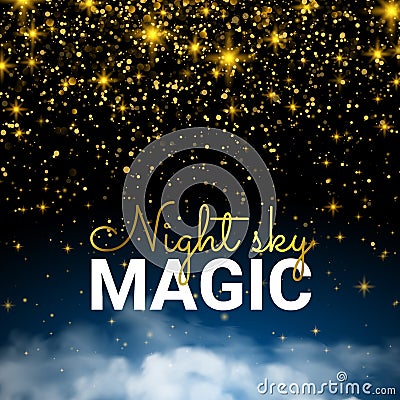 Festive Sparkling Gold Explosion. Infinity Magic Starry Night Vector Illustration