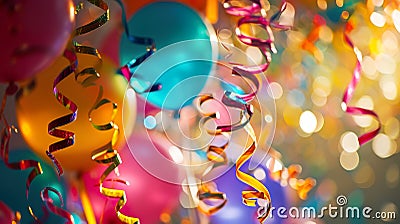 Festive Spectacle: Colorful Carnival Balloons and Streamers Extravaganza Stock Photo