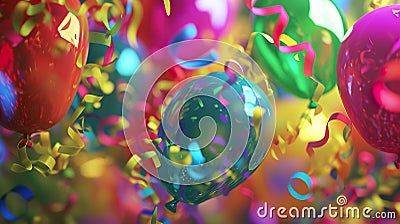 Festive Spectacle: Colorful Carnival Balloons and Streamers Extravaganza Stock Photo