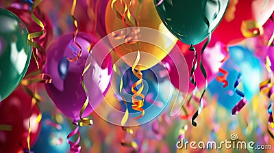 Festive Spectacle: Colorful Carnival Balloons and Streamers Extravaganza Stock Photo