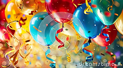 Festive Spectacle: Colorful Carnival Balloons and Streamers Extravaganza Stock Photo