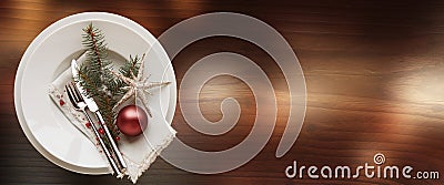 Festive table decoration for a christmas dinner Stock Photo