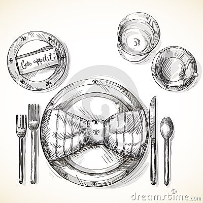 Festive table setting Vector Illustration