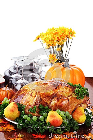 Festive Thanksgiving Dinner Stock Photo