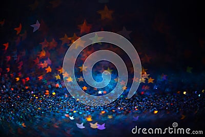 Festive twinkle lights background, abstract sparkle backdrop with stars, modern design overlay with sparkling glimmers Stock Photo