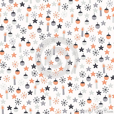 Festive Winter Christmas Doodles Vector Illustration