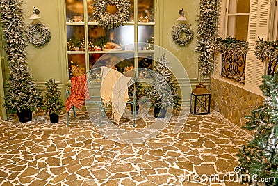 a French cafe for Christmas. Interiors New Year's concept Stock Photo