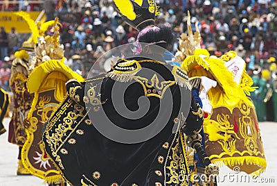 Festivity and Carnival of the Virgin of Candelaria of Puno is a cultural manifestation of Peru with typical clothing and Diablada Editorial Stock Photo