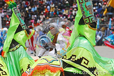 Festivity and Carnival of the Virgin of Candelaria of Puno is a cultural manifestation of Peru with typical clothing ada Editorial Stock Photo