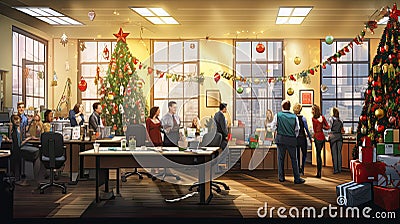 festivity holiday party office Cartoon Illustration