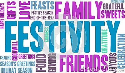 Festivity Word Cloud Stock Photo