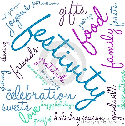 Festivity Word Cloud Stock Photo