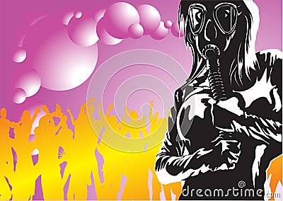 Fetish style girl wearing gas mask Vector Illustration