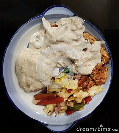 top view of Alfredo pasta platers on the table Stock Photo