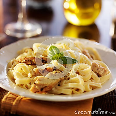 Fettuccine alfredo pasta Stock Photo