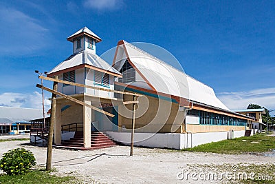 Fetu Ao Lima Morning Star Church of the Church of Tuvalu. Oceania Stock Photo