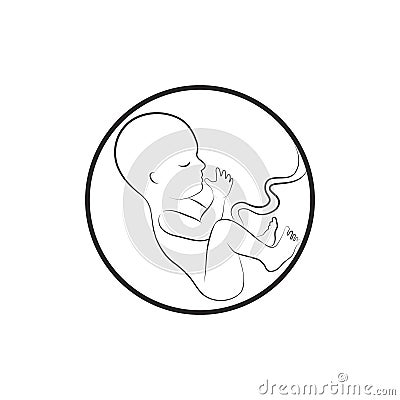 Fetus icon. Embryo sketch illustration Cartoon Illustration