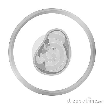 Fetus icon in monochrome style isolated on white. Pregnancy symbol. Vector Illustration