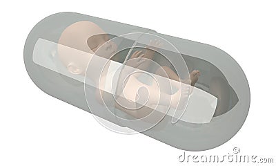 Fetus inside pill capcule 3d rendering Stock Photo