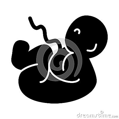 Fetus vector icon. Black and white baby illustration. Solid linear icon. Vector Illustration