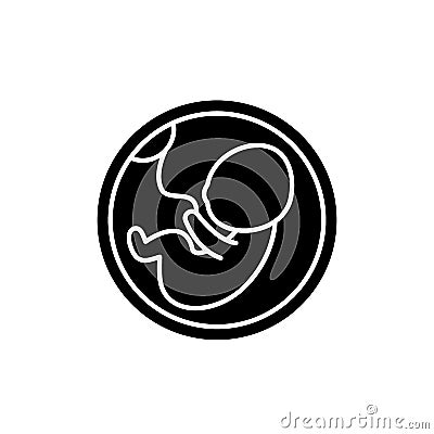 Fetus in the womb black icon, vector sign on isolated background. Fetus in the womb concept symbol, illustration Vector Illustration