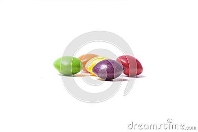 Few colorful small rounded candies Stock Photo