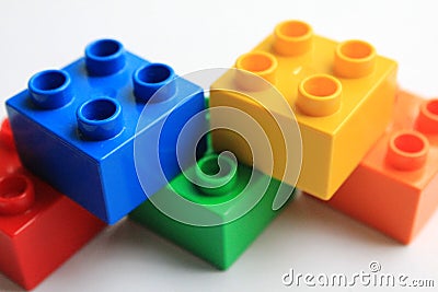 Colourful LEGO blocks on white background Stock Photo
