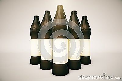 A few empty brown plastic bottles, mock up Stock Photo