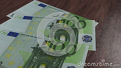 Few hundred euro banknotes on the wooden floor. 3D illustration Cartoon Illustration