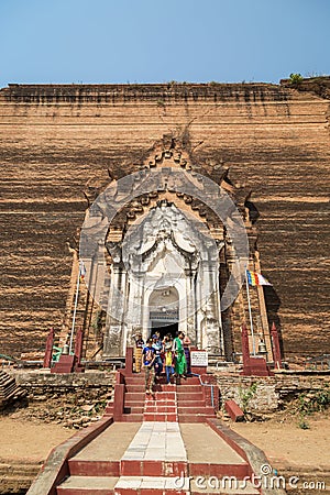 Unfinished Mingun Pahtodawgyi monument stupa in Myanmar Editorial Stock Photo