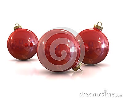 Few Red christmas glossy and shiny balls isolated Stock Photo