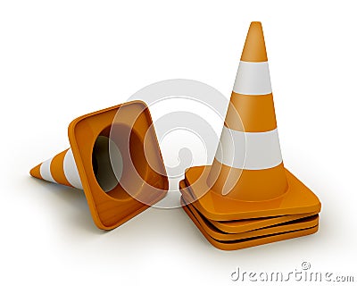 Few road cones Stock Photo
