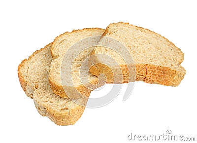 Few slices of bread isolated on white background. Stock Photo