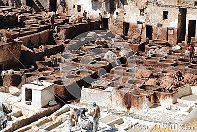 Fez Leather Tannery Editorial Stock Photo