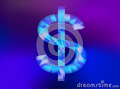 Blue dollar sign illustration glowing effect Cartoon Illustration