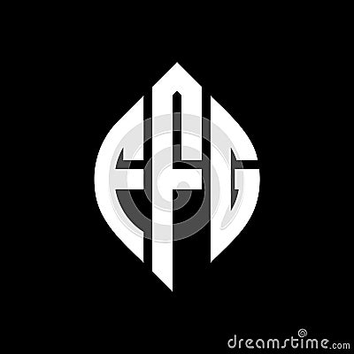 FFG circle letter logo design with circle and ellipse shape. FFG ellipse letters with typographic style. The three initials form a Vector Illustration