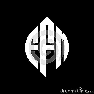 FFM circle letter logo design with circle and ellipse shape. FFM ellipse letters with typographic style. The three initials form a Vector Illustration