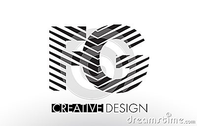 FG F G Lines Letter Design with Creative Elegant Zebra Vector Illustration