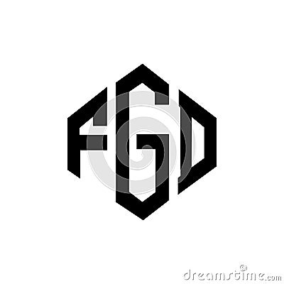 FGD letter logo design with polygon shape. FGD polygon and cube shape logo design. FGD hexagon vector logo template white and Vector Illustration