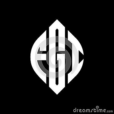 FGI circle letter logo design with circle and ellipse shape. FGI ellipse letters with typographic style. The three initials form a Vector Illustration