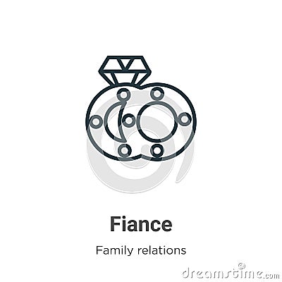 Fiance outline vector icon. Thin line black fiance icon, flat vector simple element illustration from editable family relations Vector Illustration