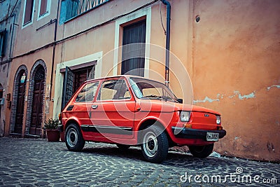 Fiat 126 Bambino in red Editorial Stock Photo